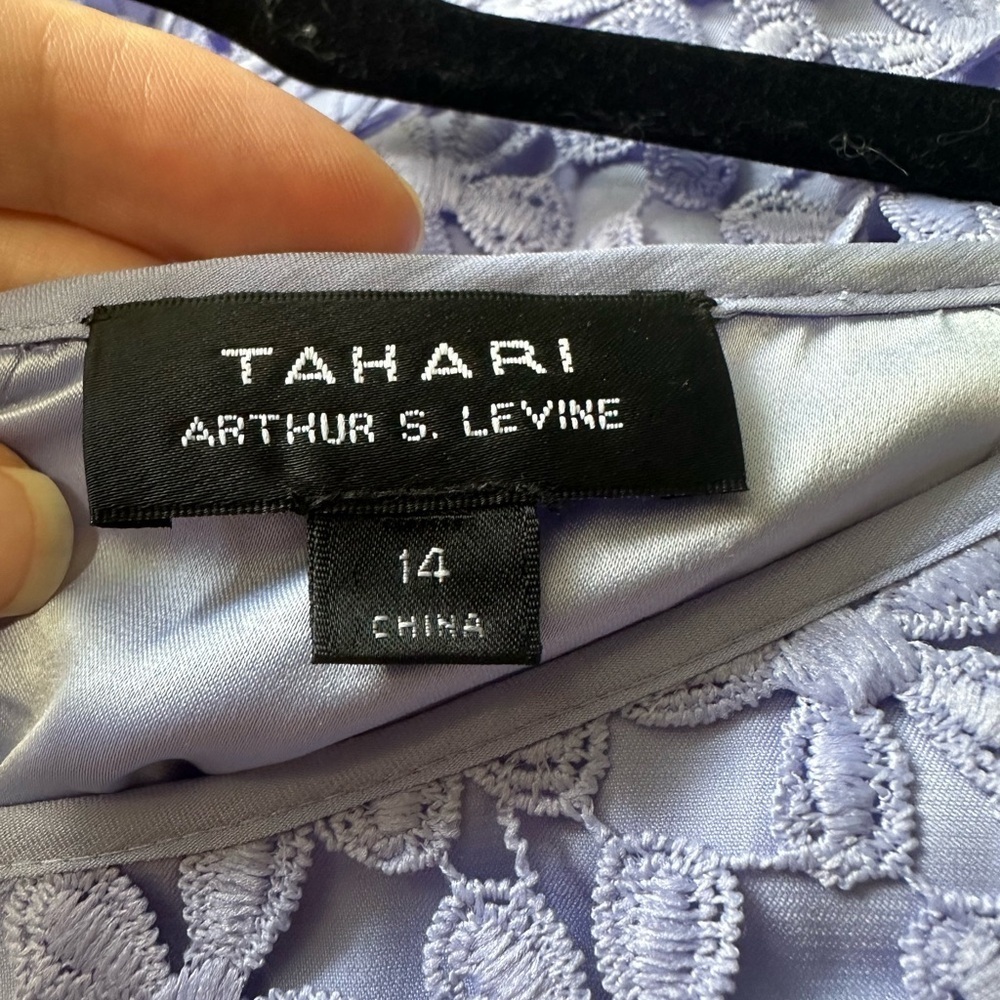 TAHARI ASL Lavender Purple Floral Lace Mini Dress Size 14 Women’s Date Business - Picture 3 of 6